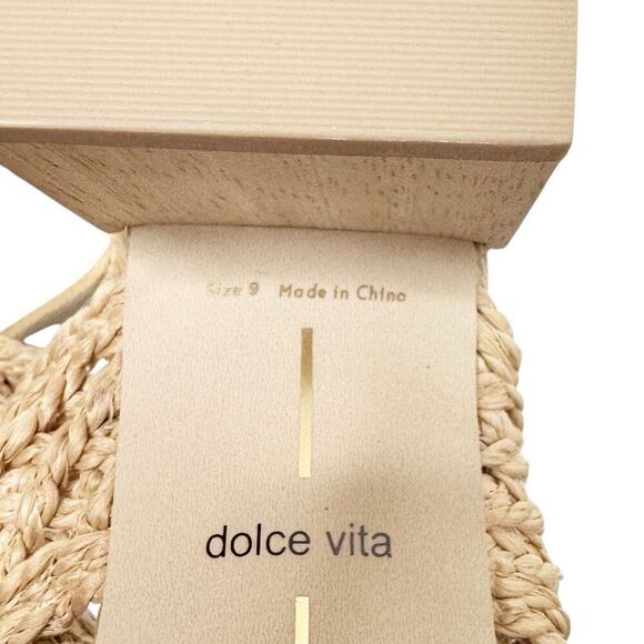 Dolce Vita Women's Zemmie Natural Raffia Low Wooden Block Heel Sandals Size 9 - Picture 9 of 10
